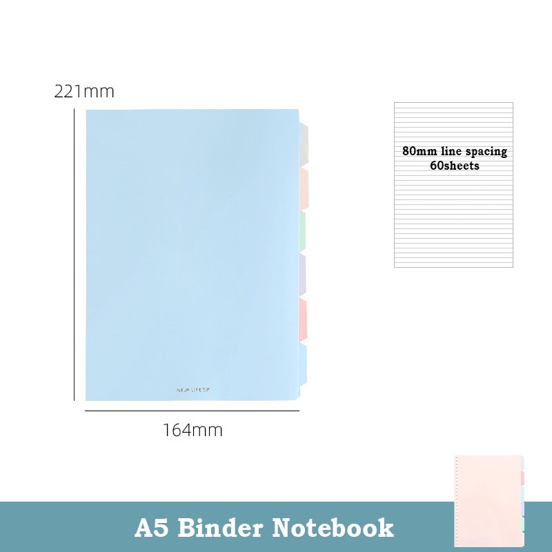 Neja life BInder Notebook A5 with 6 divider page | Shopee Philippines