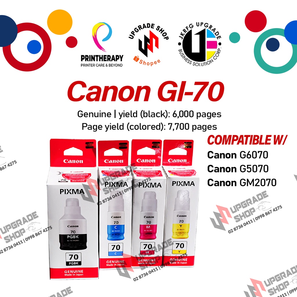 Canon Pixma GI-70 Pigment-Black/Cyan/Magenta/Yellow | Genuine Ink ...