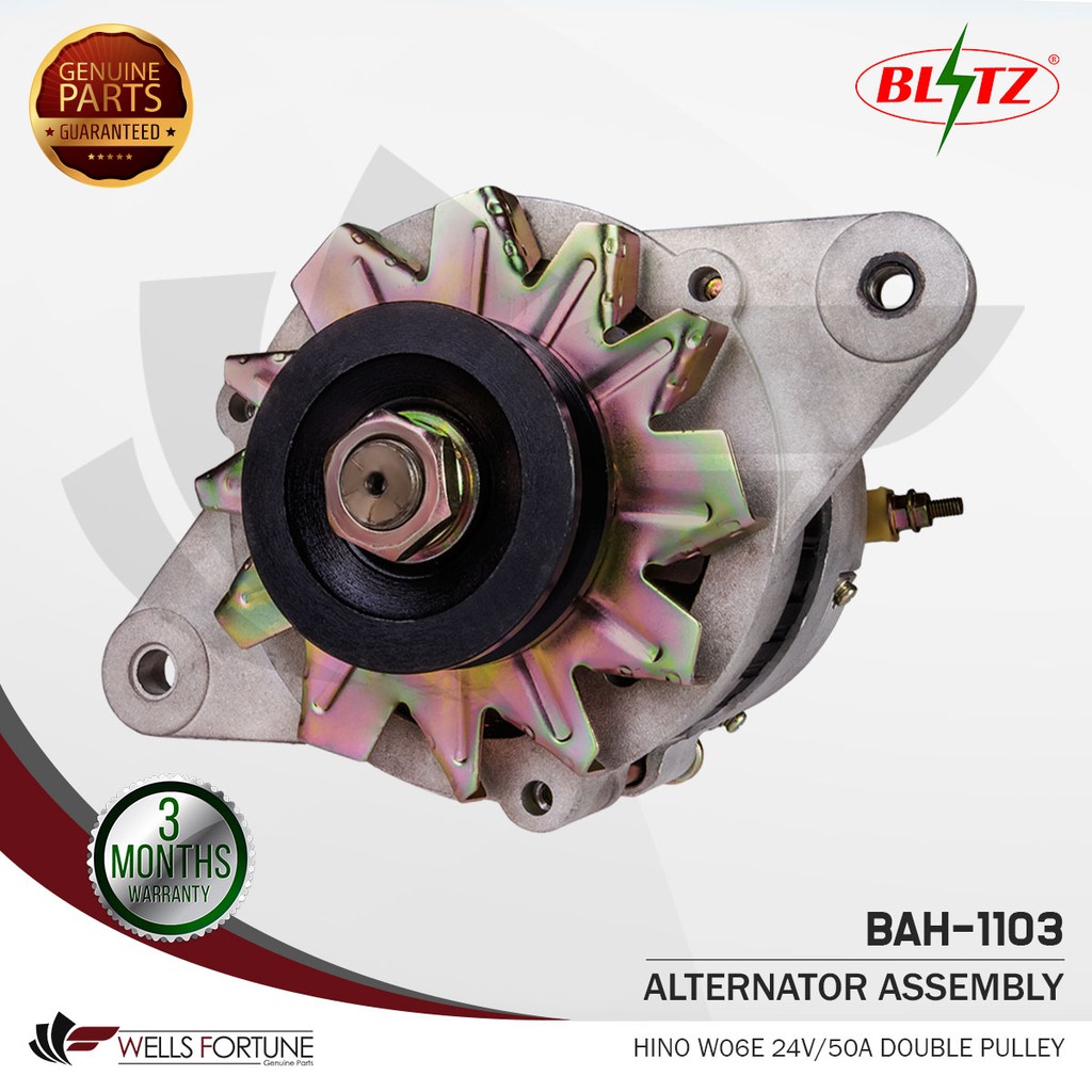 HINO W06E 24V 50A DOUBLE PULLEY BLITZ ALTERNATOR ASSEMBLY (1 PC ...