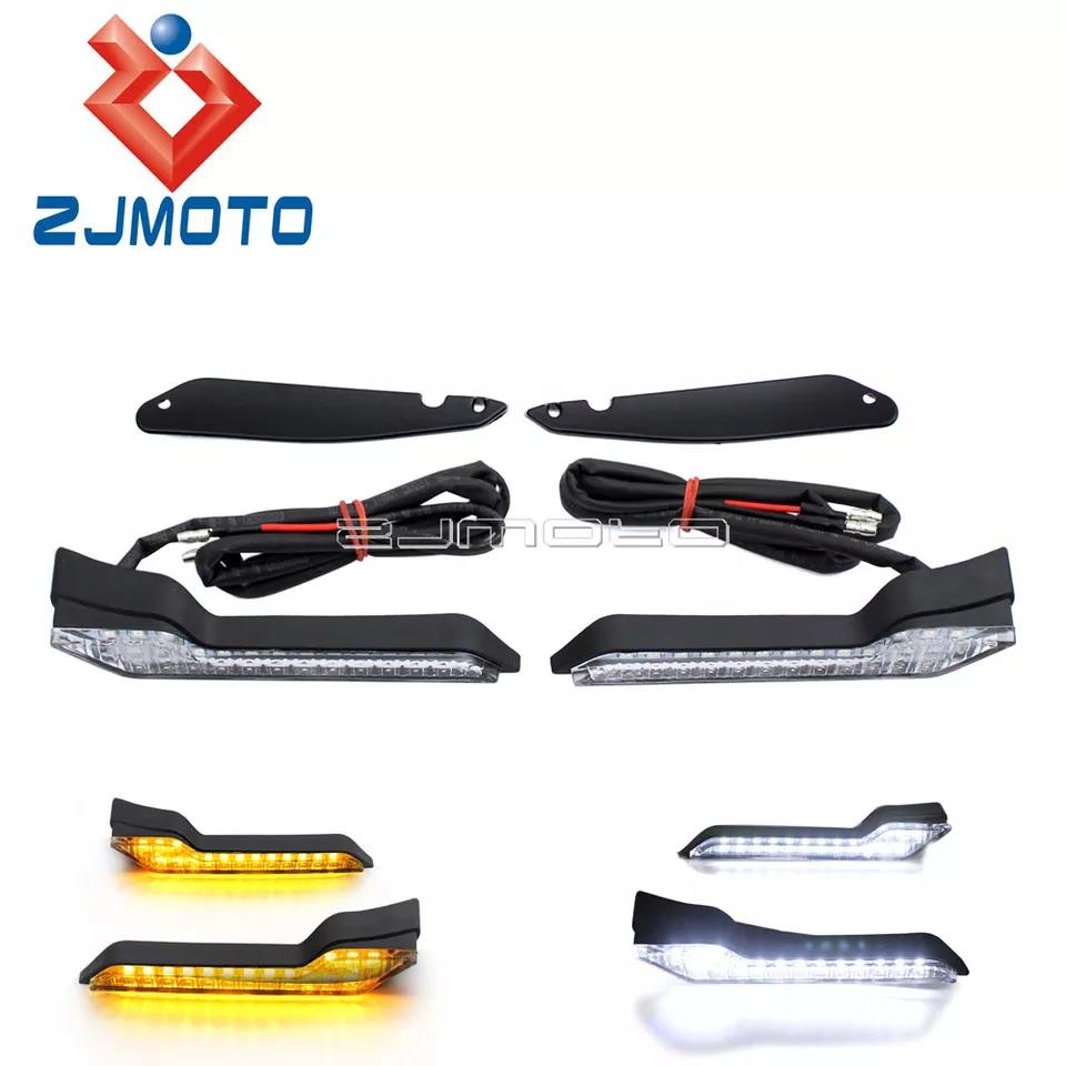 1 Pair New Motorcycle LED Handguards Turn Signals White Amber Light