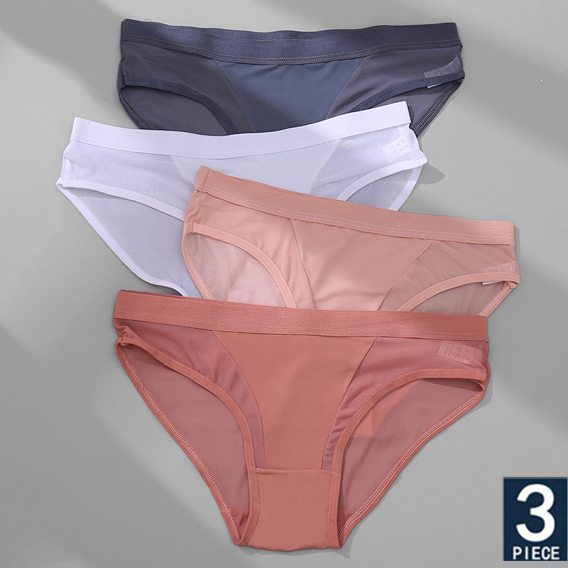 3PCS/Set FINETOO Women Cotton Panties Sexy Solid Underwear Female