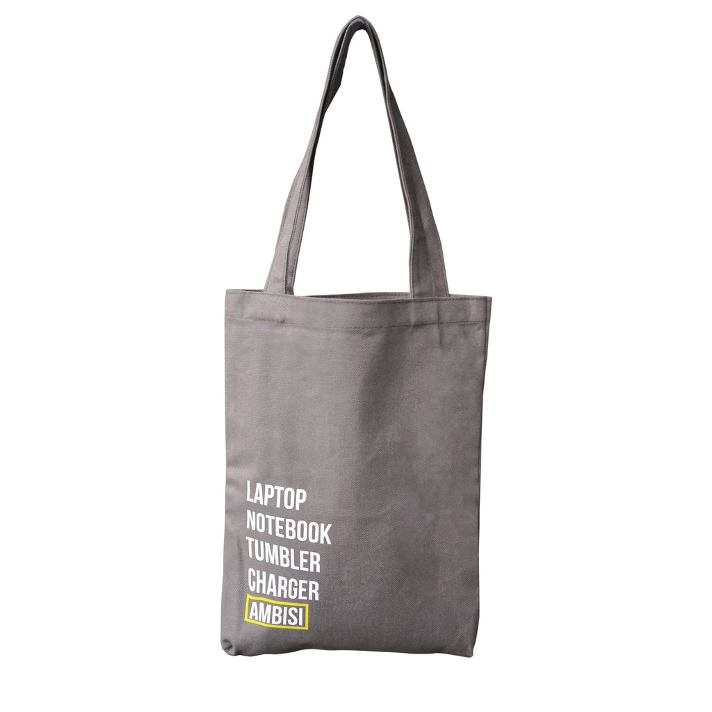 gray tote bag