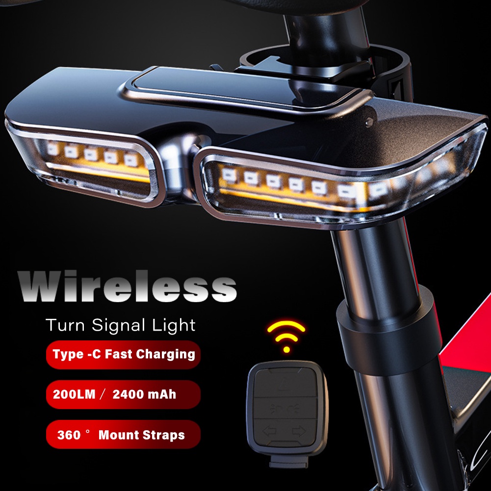Wireless Bike Light Turn Signal Indicator Front Rear Light Remote Flash