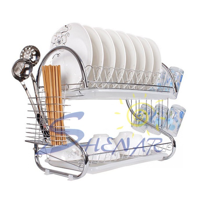 Minimalist Plate Rack / 2 Level Stainless Plate Rack Size 35x24 x 38 Cm ...