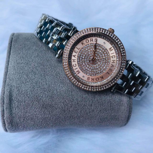 Michael Kors Mini Darci Crystal Pave Dial Two Tone Ladies Watch