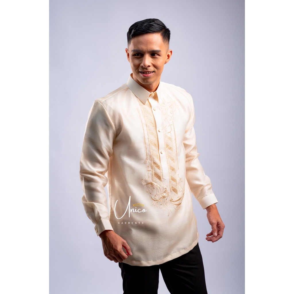 Barong Tagalog for Men Piña Organza with Lining Timeless Cream | Shopee ...