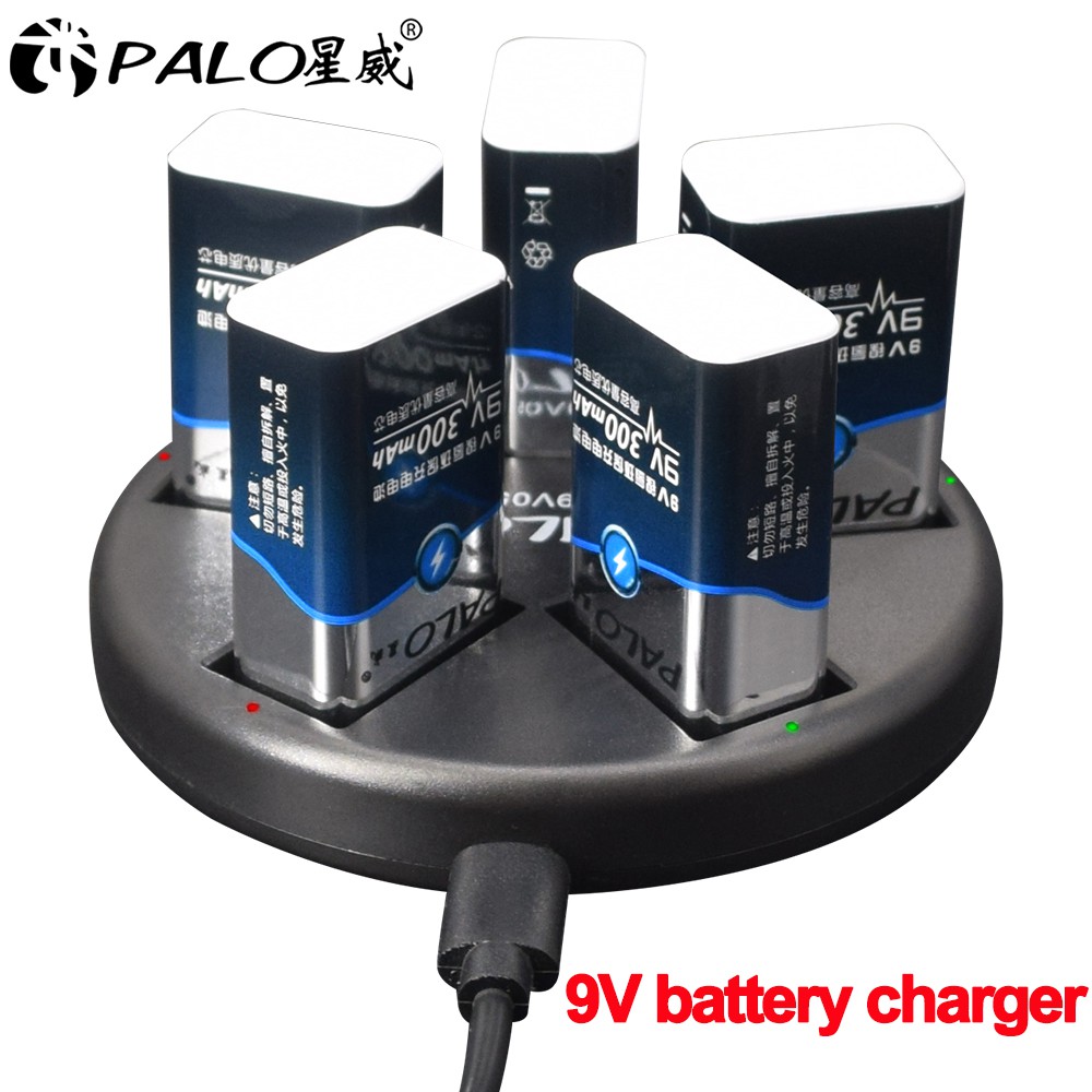 Caricabatterie USB Per Batterie 9V Ricaricabili &ndash; Ni-MH, Ni-CD, Li-ion, Con Connettore Micro USB