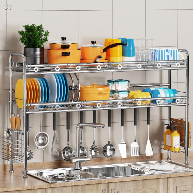 sink GSlife Stainless Steel Sink Shelf Rack 2 layer 60/80/90/100/120cm