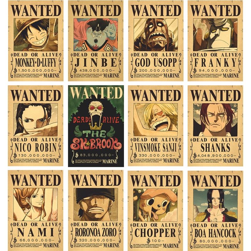 One Piece Wanted Poster One Piece Wallpaper Big Size 42*29cm Vintage ...