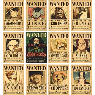 New Anime One Piece Bounty Wanted Posters 4 Emperors Kid Action Figures  Vintage Living Room Wall Decoration Stickers Poster Toys