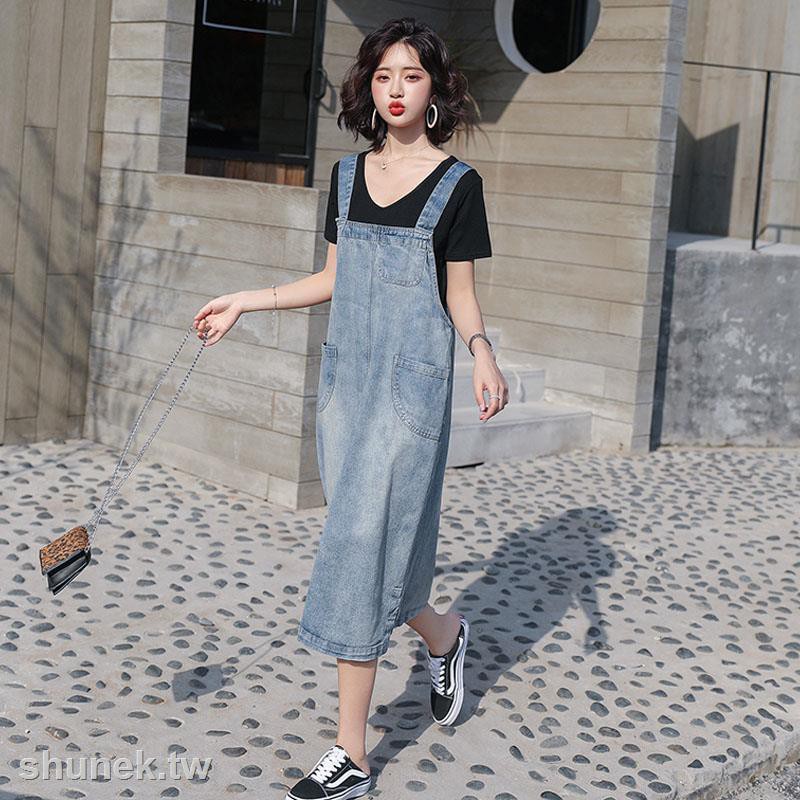 Women s Retro Loose Denim Jumper Dress T1lL Shopee Philippines