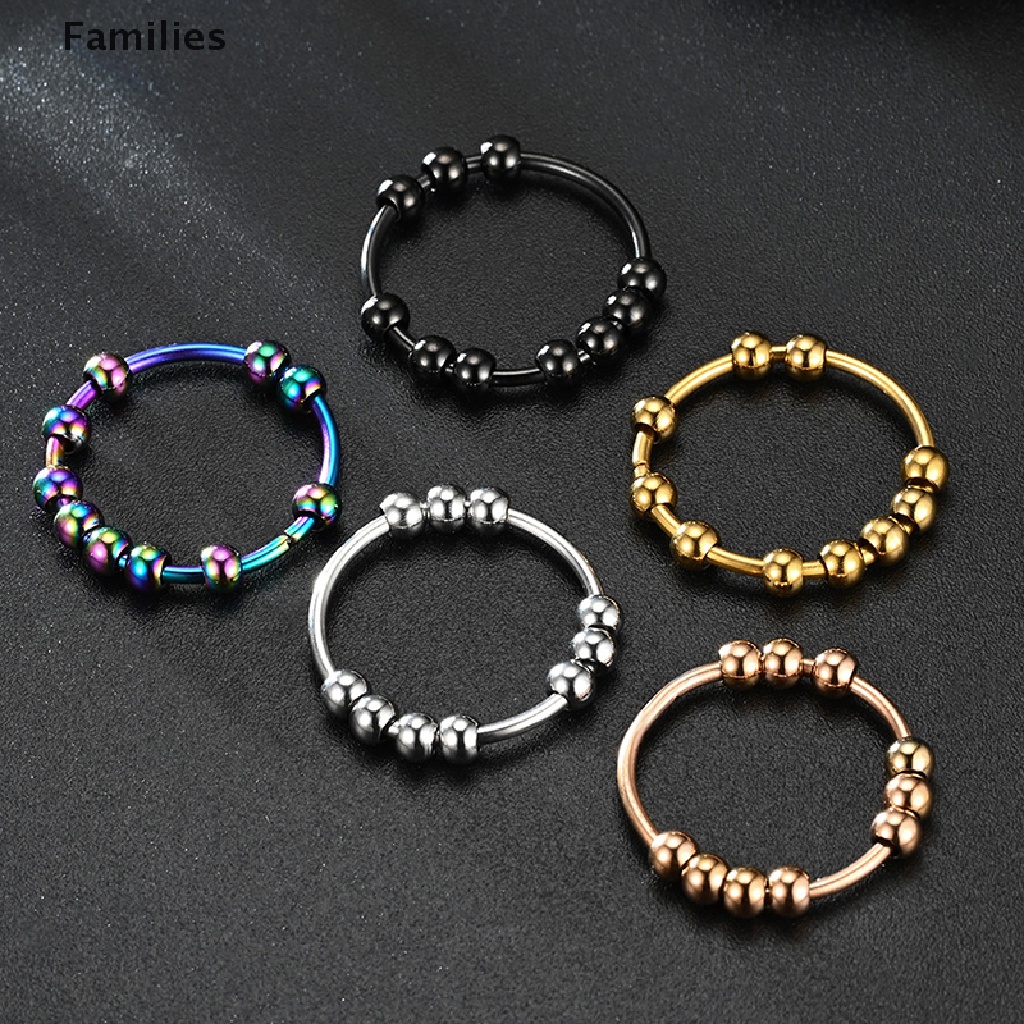 Families> New Stainless Steel Beads Anxiety Rings Stress Relief Fidget ...