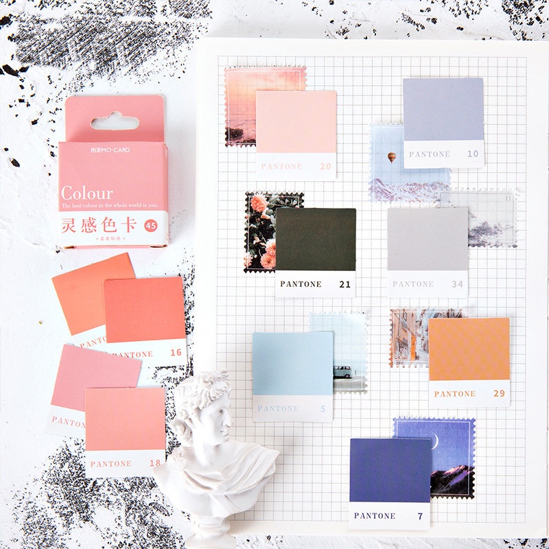 Journamm 45pcs/box Color Card Stickers Inspiration Color Card Series ...