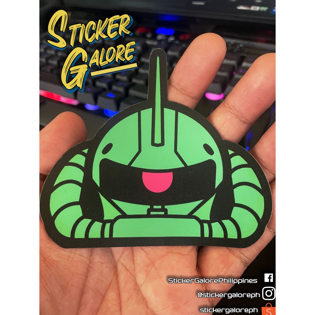 BIG SIZE GUNDAM GREEN ZAKU PEEKER STICKERS 4 AQUAFLASK Vinyl Laminated ...