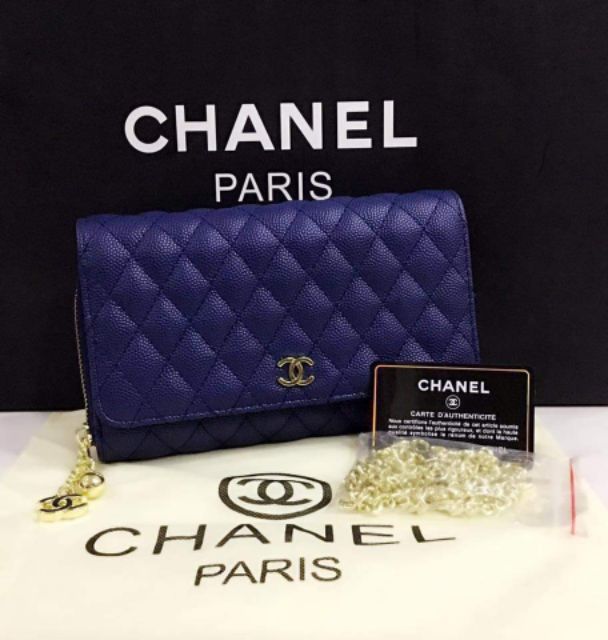 NIB 19S Chanel Iridescent Pink Caviar Classic Wallet on Chain WOC