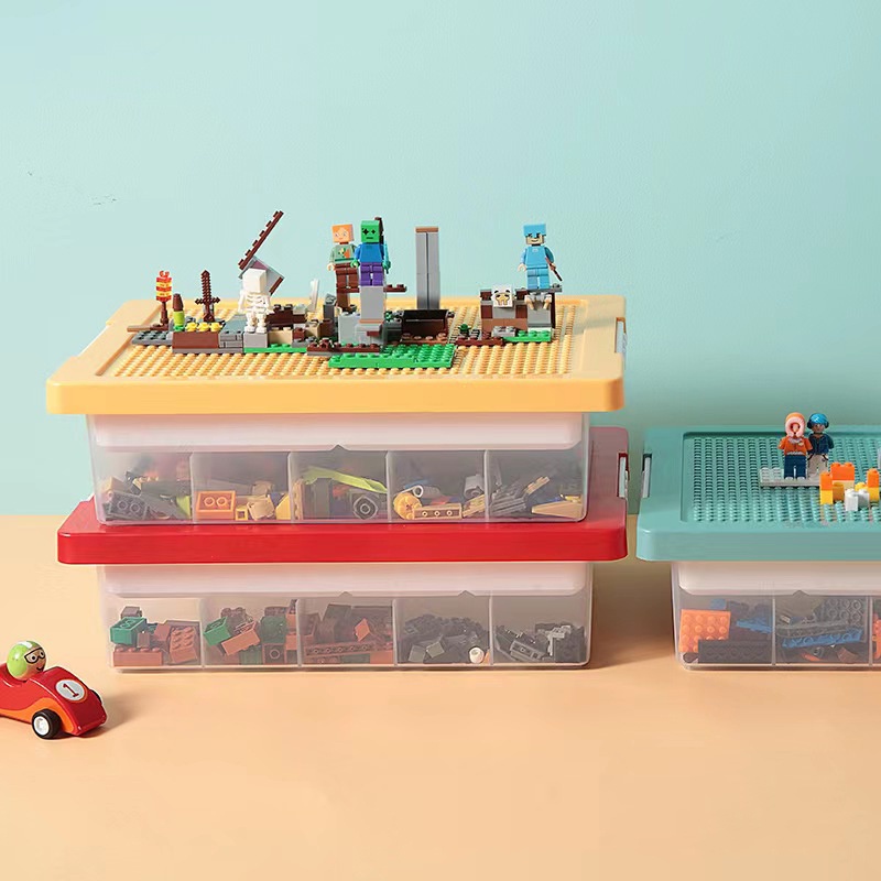 Building Block Storage Box | Transparent Compartment Children's Toy ...