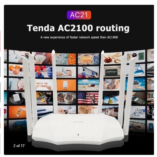 TENDA Tent ROUTER AC21 AC2100 DUAL BAND GIGABIT VERSION 6 WIFI ANTENNA ...