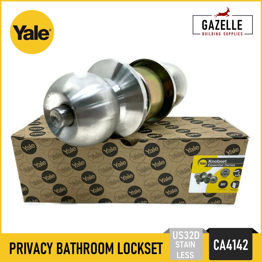 Yale Bathroom Lockset Carolina Door Knob Lock Set Stainless Cylindrcal Push Privacy No Keys ...