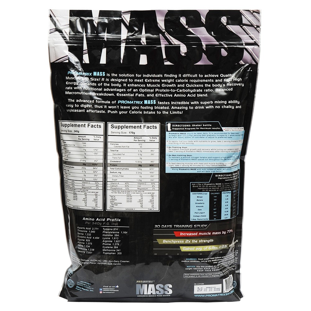 Promatrix Mass Gainer Whey Protein 6 Pounds Vanilla with Free Shaker ...