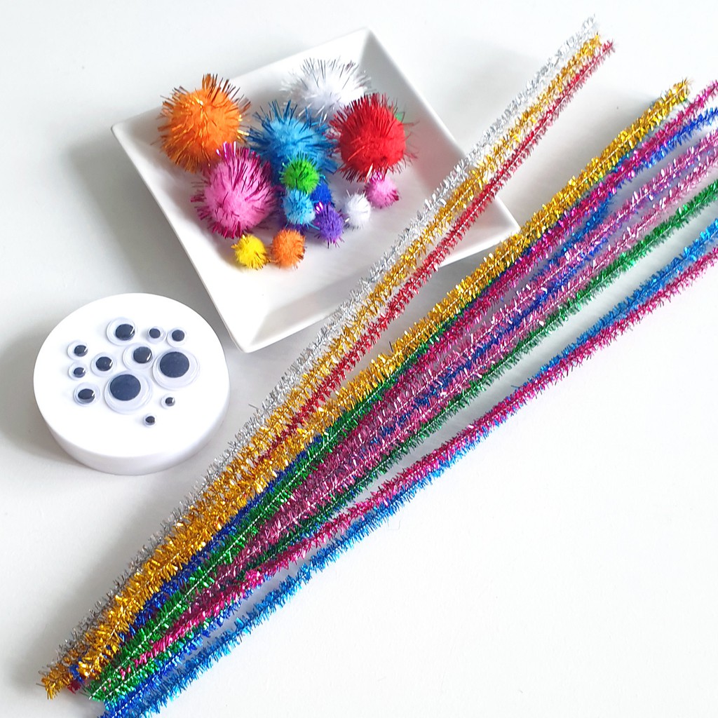 Glitter Mini Craft Kit Glitter Pom poms, Wiggle Googly Wiggly Eyes