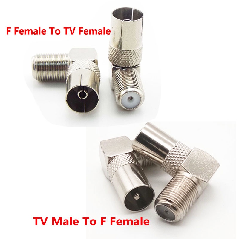 RF Adapter 90 Degree F Female to TV Male Female Right Angled Cable
