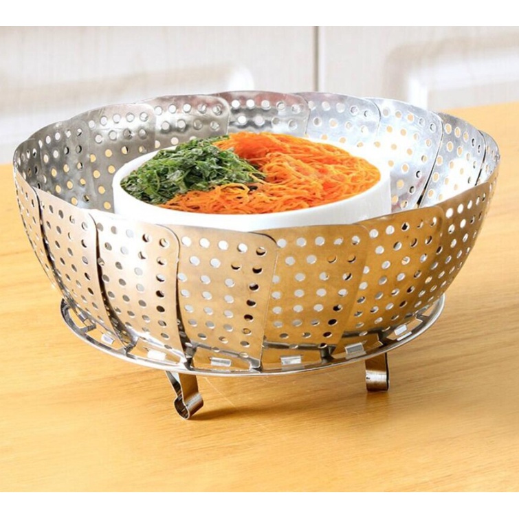CS SHOP Stainless Steel Food Steamer Basket Foldable Steamer Shopee