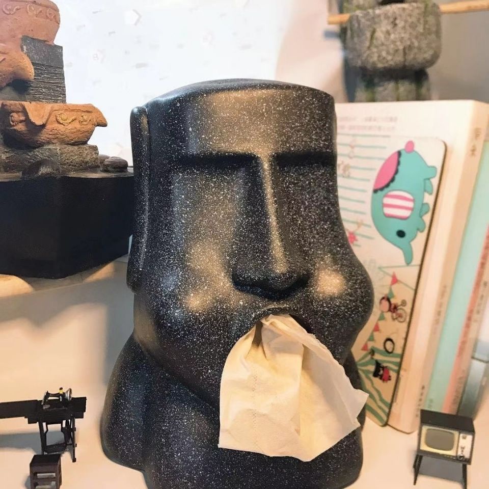 Threedimensional Moai stone portrait tissue pumping Stone portrait