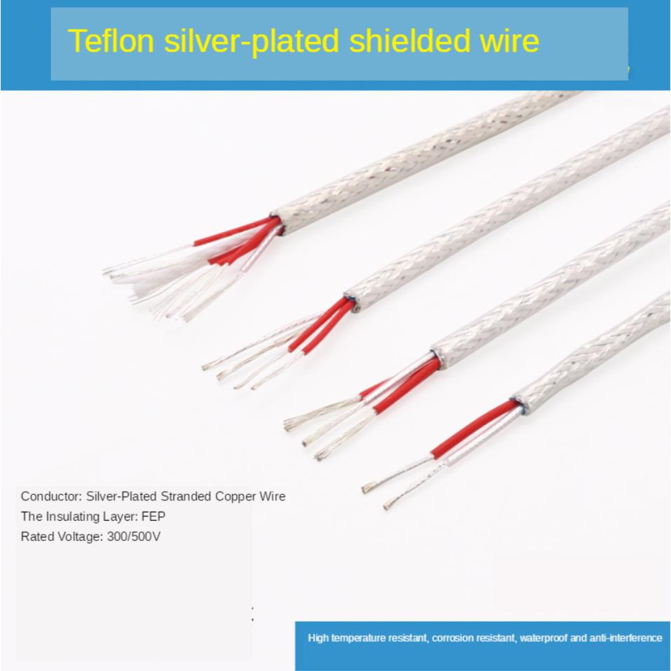 Transparent Twisted Pair Teflon Silver Plating Shielded Wire 2 Core AFPF Silver Plated Strand