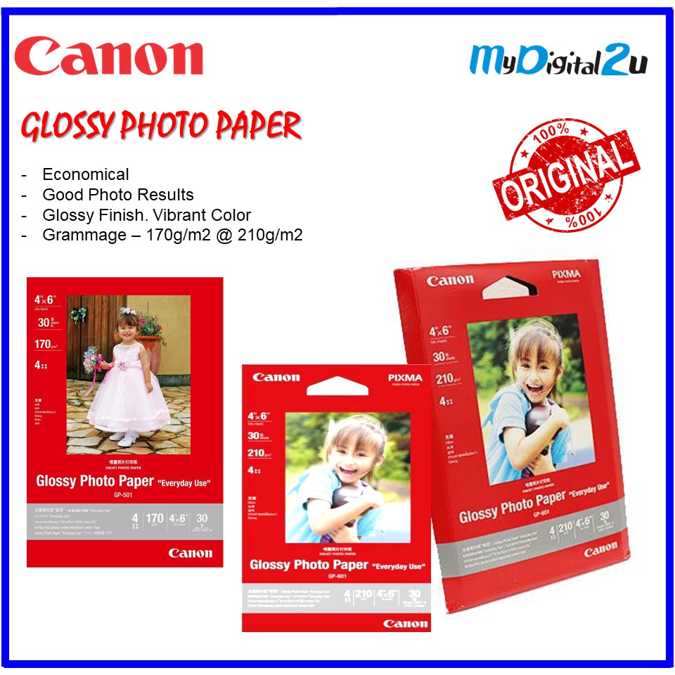 Canon 4R Glossy Photo Paper 30 sheets GP501 & GP601 Shopee