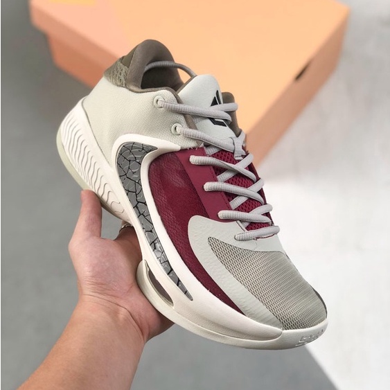 NIKE Zoom Freak 4 “White&Red” Low Cut Basketball Shoes Casual Sneakers