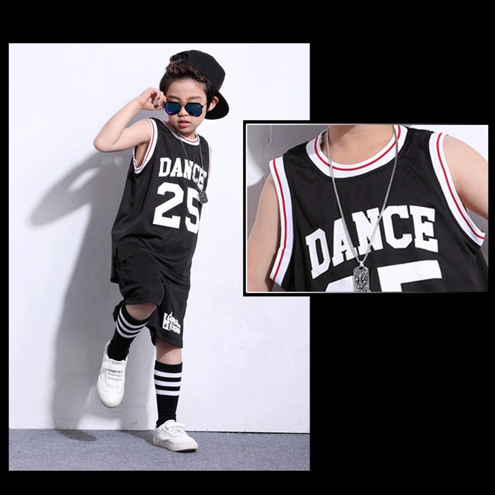 LOLANTA Boys 2 Piece Tank Top and Shorts Set, Kids Hip Hop Street Dance Costume Basketball Outfits