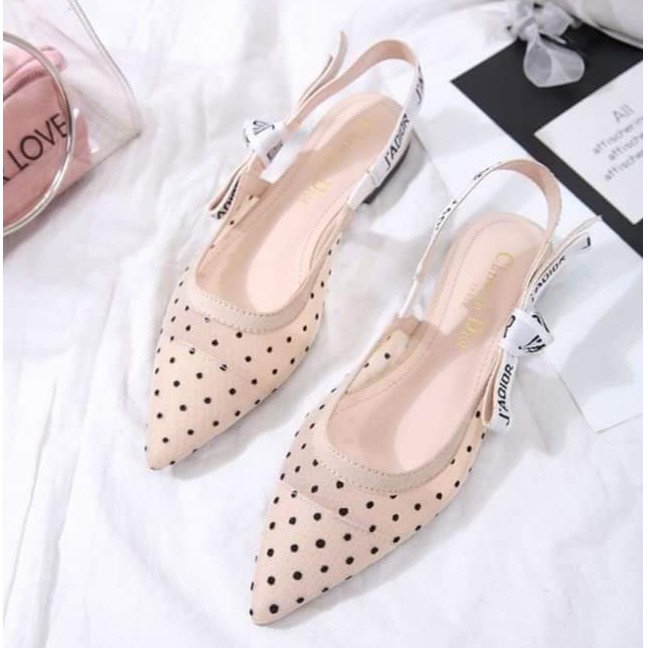 Closed toe open shop back flat shoes