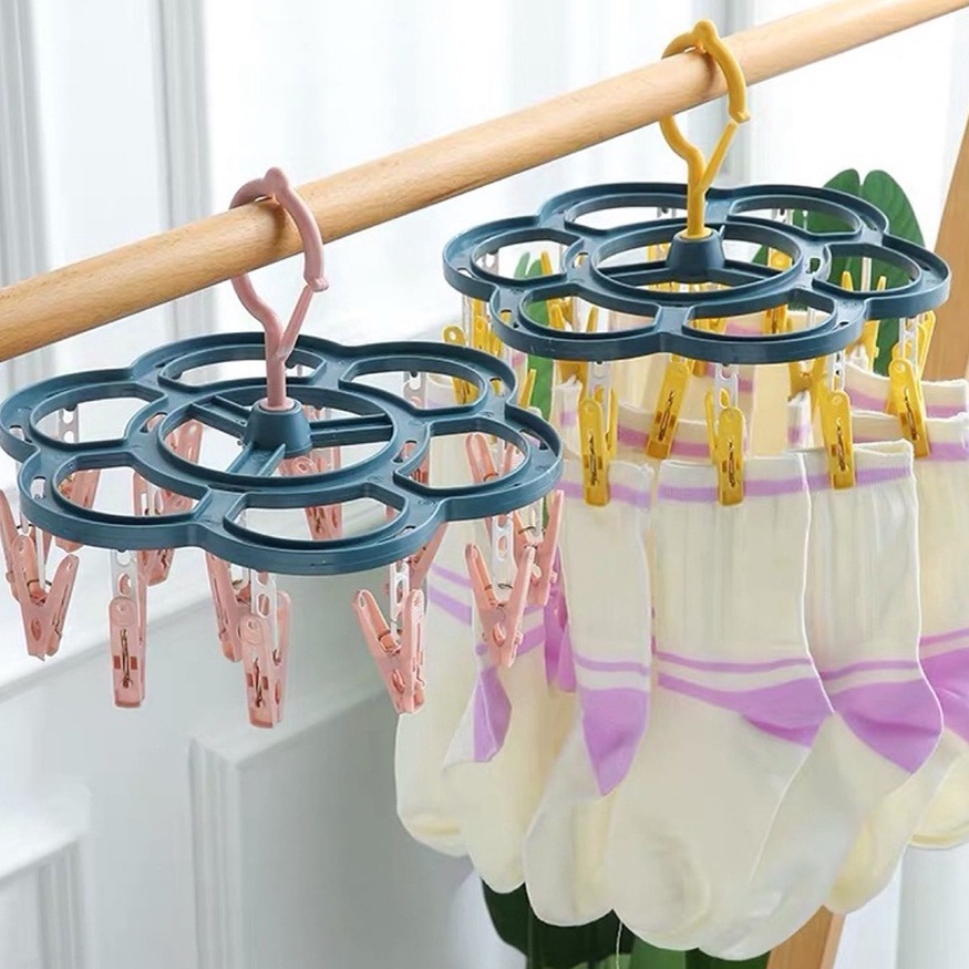 Glina 16 Clips Clothes Socks Drying Rack Clips Hanger For Socks And