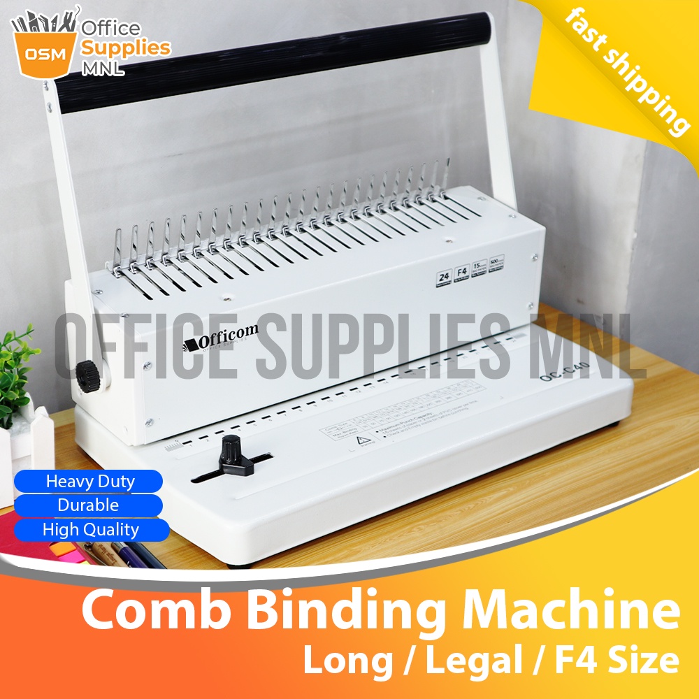 Comb Binding Machine Legal / Long / F4 Size Heavy Duty Binding