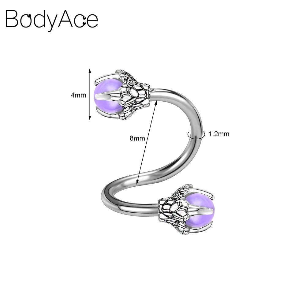 Fake Lip Piercing Lip Rings For Women BodyAce 16G Black Lip Bars Flat Back Earrings, Skull Ghost Labret Jewelry Halloween Body Jewelry