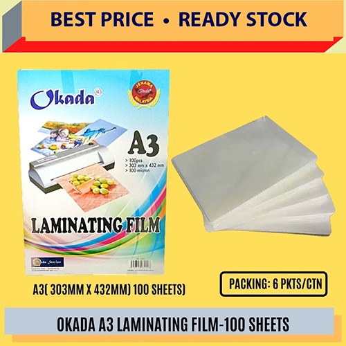A3 Laminating Film 100's / Laminating Pouch / Micron Plastic Laminating Pouch / Laminate Plastic