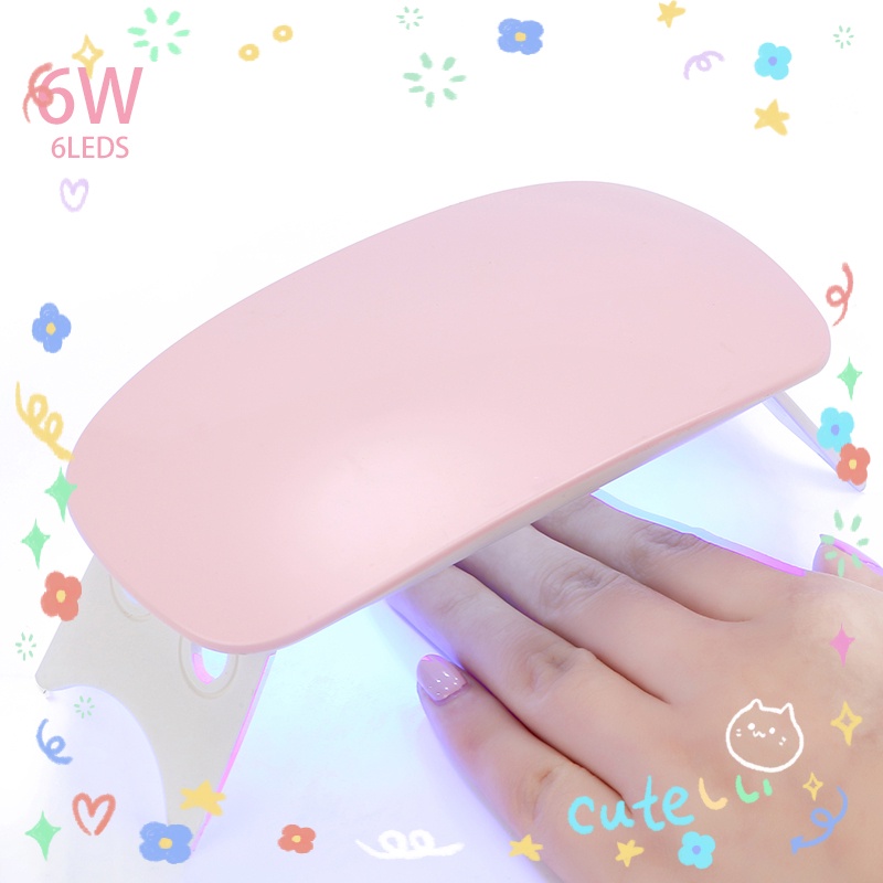 6W Mini Nail Dryer Machine Portable 6 LED UV Manicure Lamp Home Use