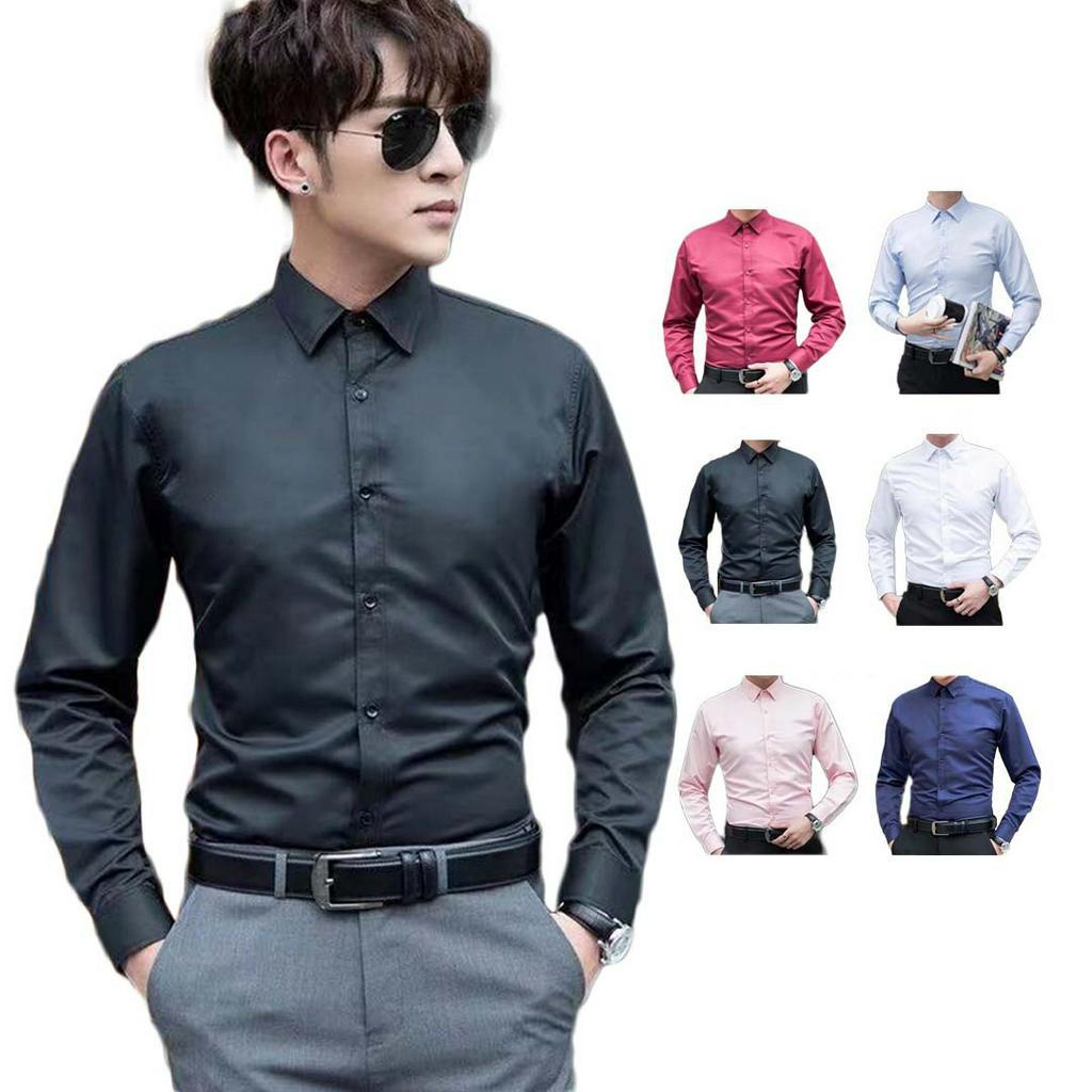 SUPGOOD Plain Business Formal Suit shirt Slim fit Long sleeve Tops 6 ...