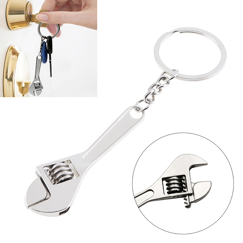 Silver Zinc Alloy Portable Mini Adjustable Wrench Keychain | Shopee ...