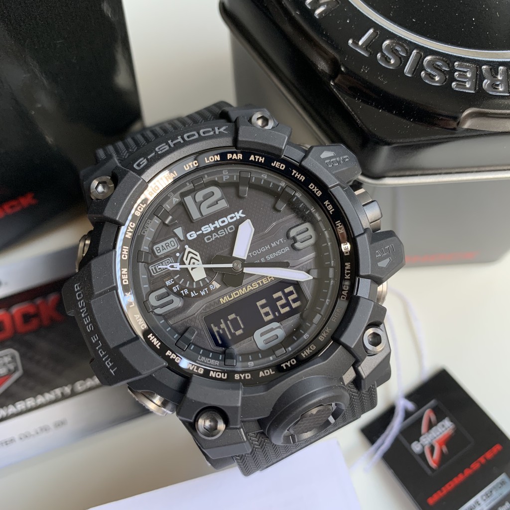 Casio G Shock Mudmaster GWG1000 1A1 Solar Military All Black Resin