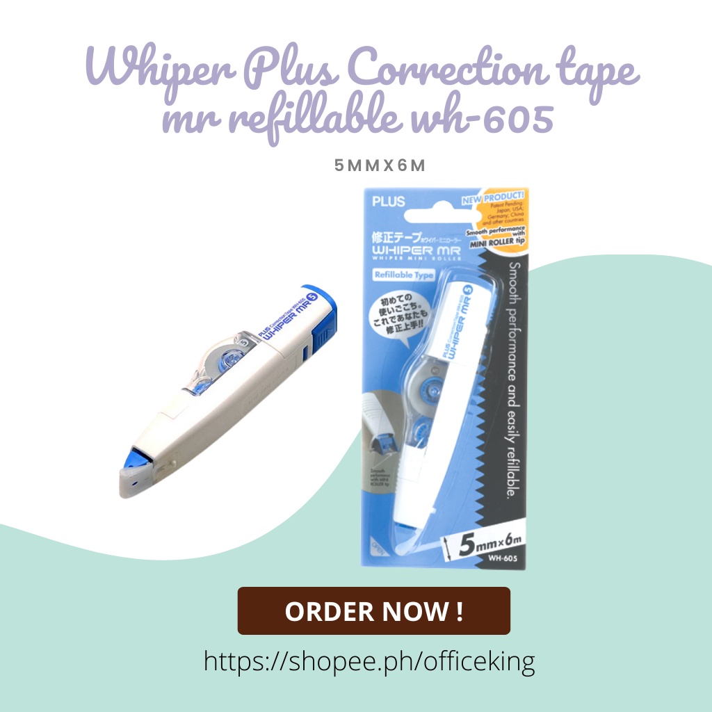 Whiper Plus Correction tape mr refillable wh605 Shopee Philippines