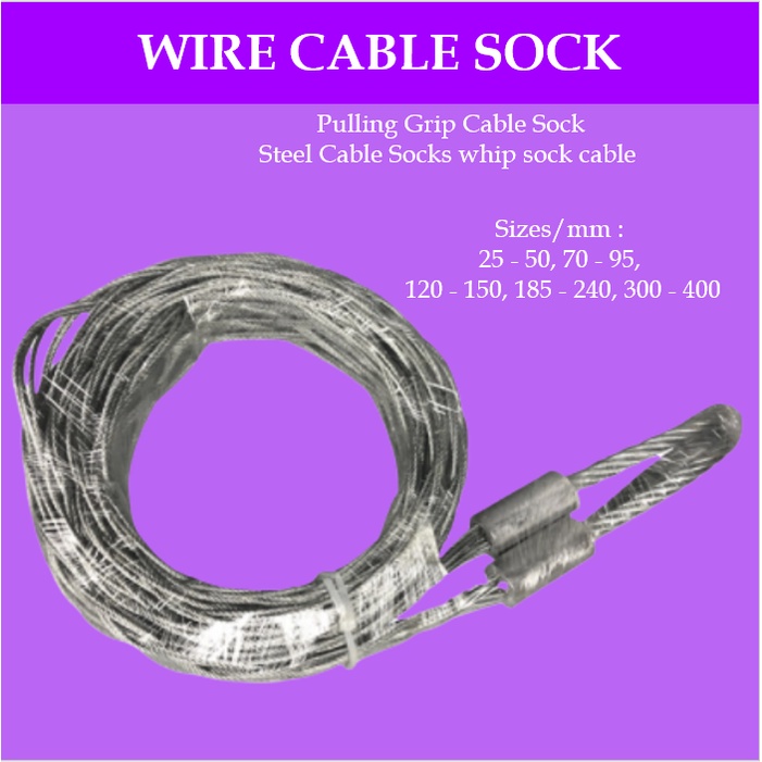 Mago Electric Wire Rope Stick Sock Cable Pulling Grip Steel Towing