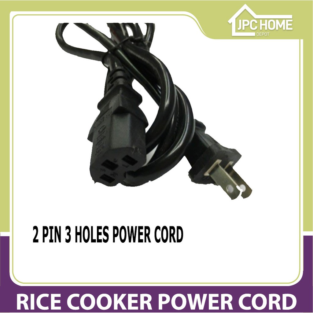 AC Power Cord 1.4mtrs 2pin 3holes for Rice Cooker PC Computer Printer ...