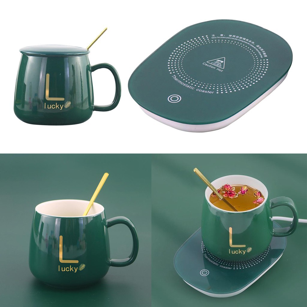  Coffee Cup and Saucer with Automatic Heating Pad 
