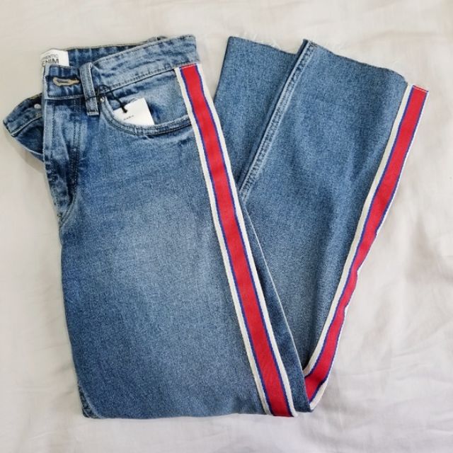 Zara side best sale stripe jeans