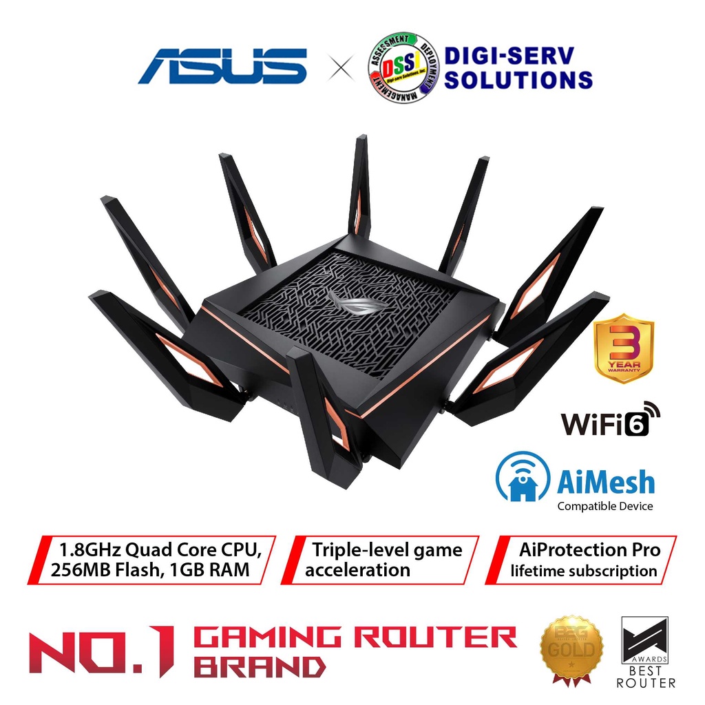 ASUS ROG Rapture GT-AX11000 Tri-band WiFi 6 Gaming Router –World's ...