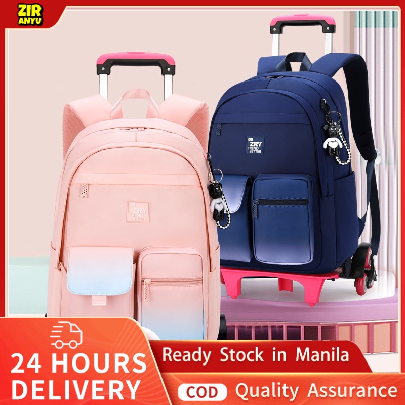 ZIRANYU 2/6 Wheels Removable Children School Bags for Girls Boy School
