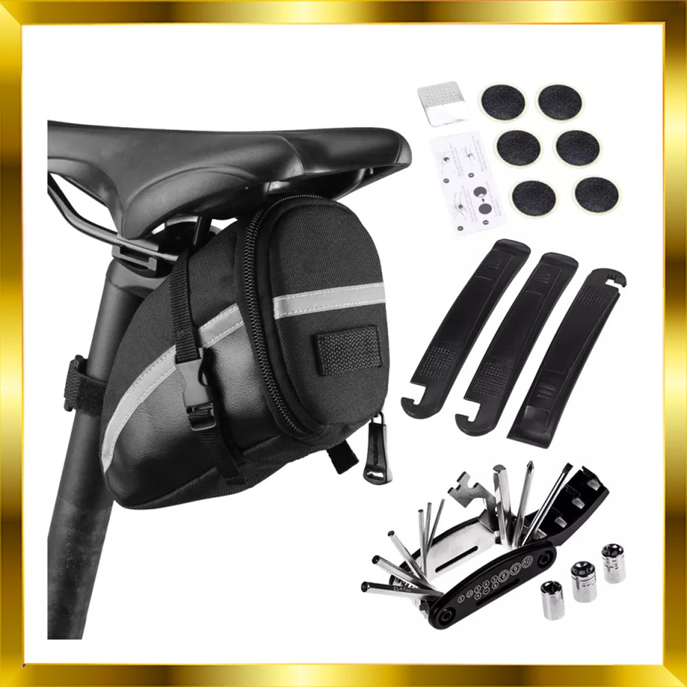 Sunny Bicycle Saddle Bag Bike Seat Pack Bag 16 in 1 Bike Repair Tool