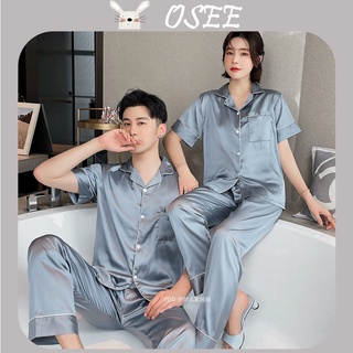 Couple Pajamas Silk Short Sleeved Trousers Home Clothes Set
