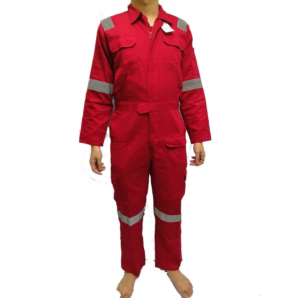 Pioneer Reflective Red/Yellow Coverall-fire retardant-safety-mechanic ...